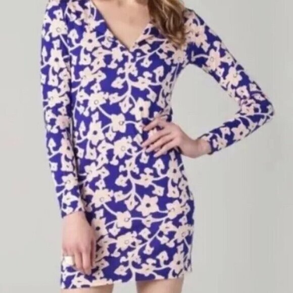 Diane Von Furstenberg DVF Reina Dress Purple Pink Silk size 2 - Picture 1 of 6